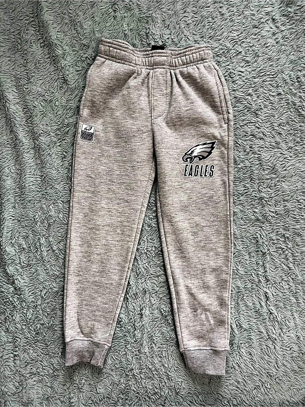 NFL Team Apparel Philadelphia Eagles Youth Jogger Sweatpants Gray Boys 5-6